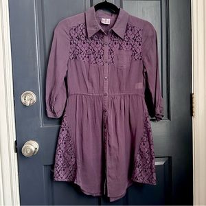 Free People Purple Button Down Shirt